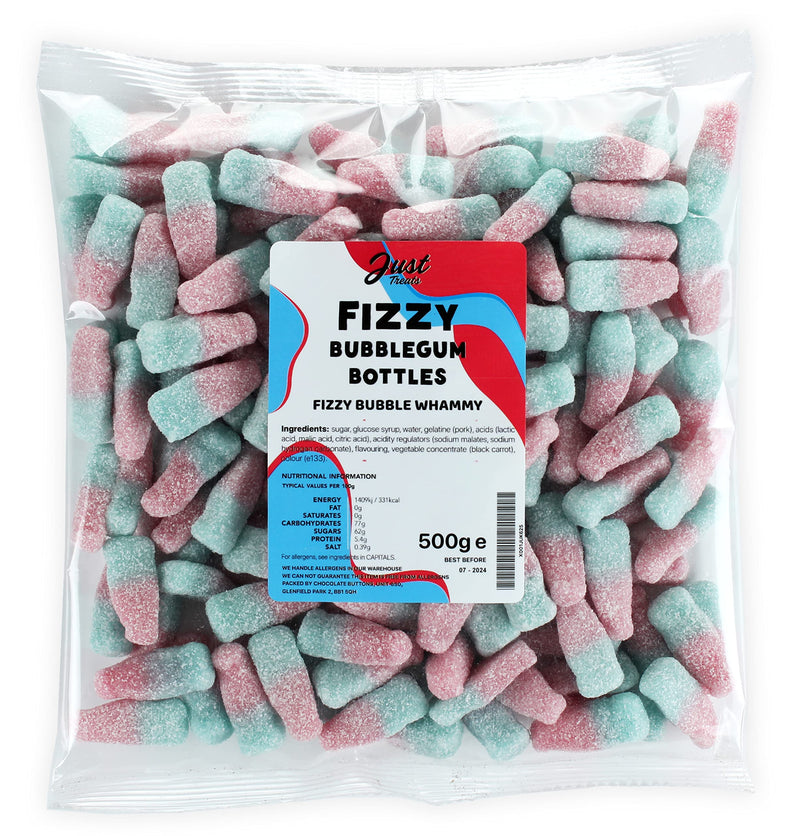 Just Treats Fizzy Bubblegum Bottles (500g Treat Bag) Pack of 1 - BeesActive Australia