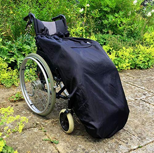 Fleece-Lined Wheelchair Cosy Cover - 100% Waterproof Rain Cover for Wheelchair Users - Universal Fit for Manual and Powered Wheelchairs, Easy to Fit Wheelchair Blanket - Adult Size (Plain Black) Plain Black - BeesActive Australia