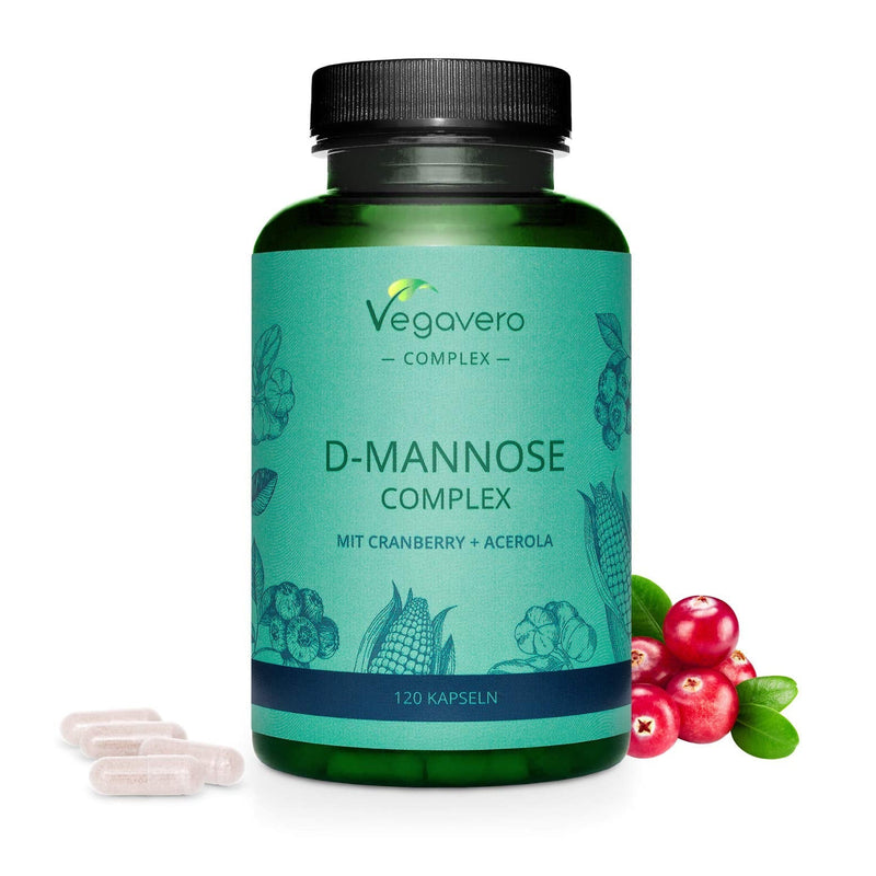 D-Mannose Complex Vegavero� | 100% Natural UTI Support | NO Additives | Lab-Tested | with Cranberry, Vitamin C, 2000mg D Mannose | 120 Capsules | Vegan - BeesActive Australia