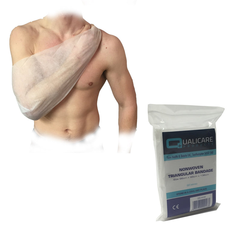 Qualicare 20 X WHOLESALE FIRST AID NON WOVEN DURABLE DISPOSABLE TRIANGULAR BANDAGE SHOULDER ARM SLINGS - BeesActive Australia