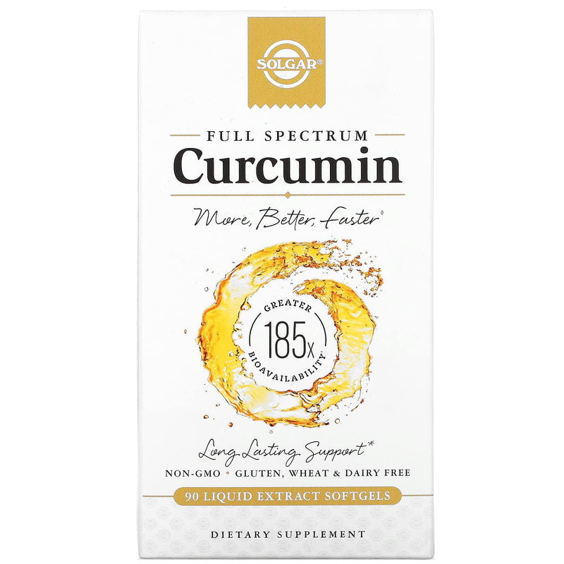 Solgar Full Spectrum Curcumin Softgels - Pack of 90 - Potent Antioxidant - Faster Absorption - Free from Sugar, Salt, Starch, Gold - BeesActive Australia