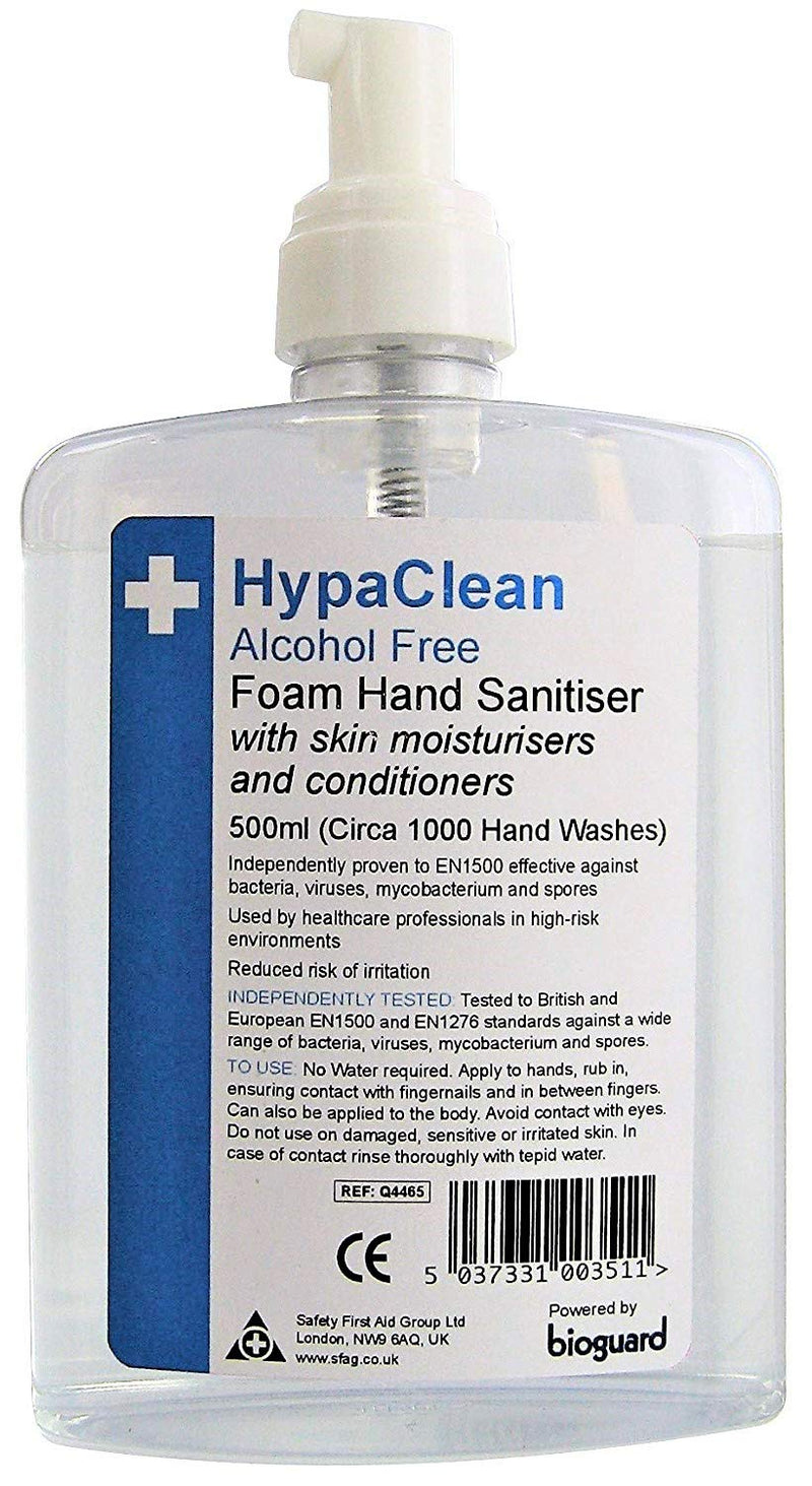 Safety First Aid Group HypaClean Alcohol Free Foam Hand Sanitiser (500 ml) 500 ml (Pack of 1) - BeesActive Australia
