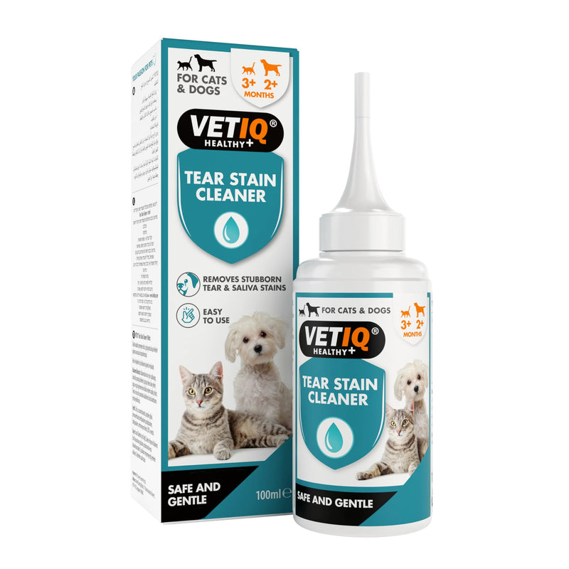 VETIQ Tear Stain Remover For Cats 3+ Months & Dogs 2+ Months, Safe & Gentle Solution to Remove Stubborn Tears & Saliva Stains Around Eyes & Mouth, 100 ml (Pack of 1) Tear Stain remover 100ml