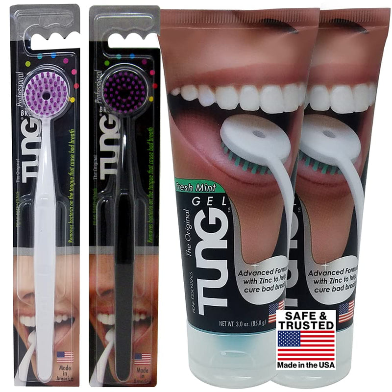 2 Tung Brush & 2 Gel Tongue Cleaner Partner Pack, 4 Count (Pack of 1) 4 Count (Pack of 1) - BeesActive Australia