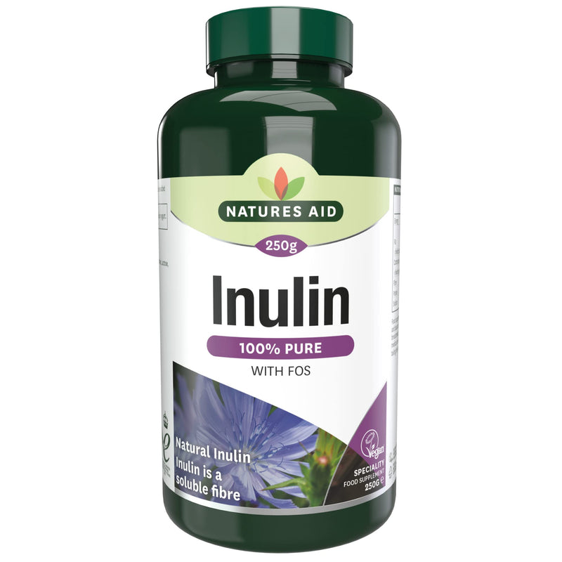 Natures Aid Inulin Powder, 250 g (from Chicory Root, 100% Natural with FOS, High Fibre, Low Calorie, Prebiotic, Vegan Society Approved, Made in the UK) - BeesActive Australia