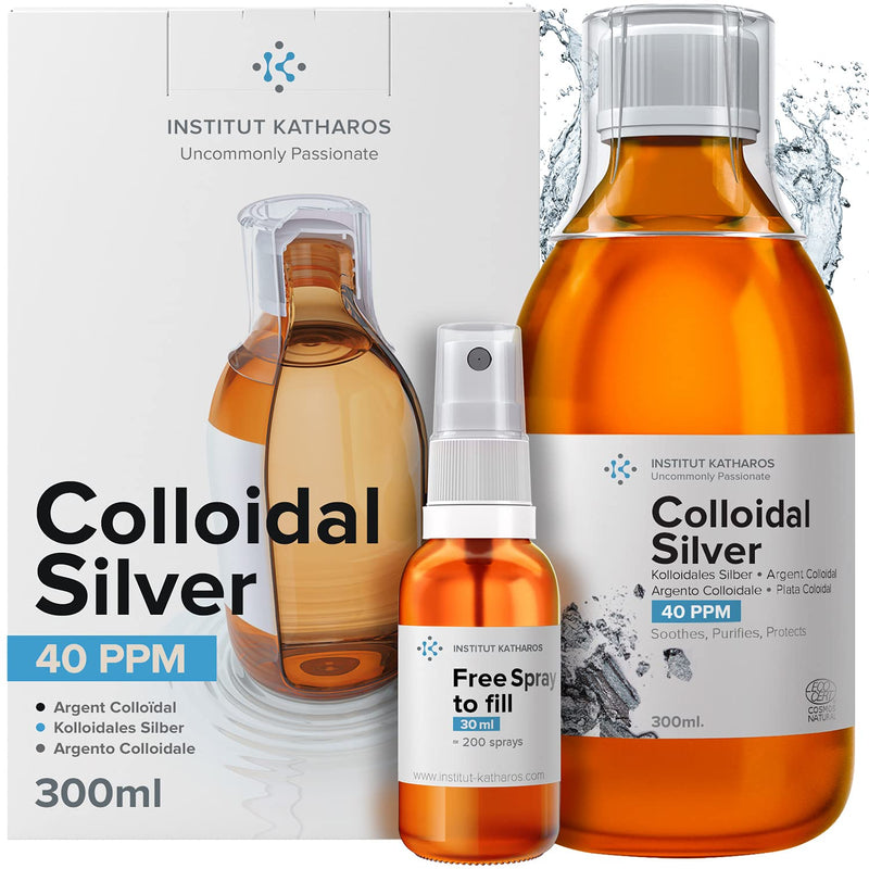 Highest Purity Colloidal Silver 300mL ? 40 PPM ? Free Spray to Fill ? Superior Concentration, Smaller Particles, Better Results ? Certified by 3 Independent Laboratories ? Institut Katharos 300 ml (Pack of 1) - BeesActive Australia