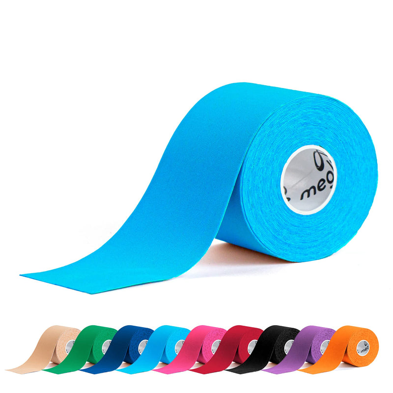 Meglio Kinesiology Tape - Uncut 5 Metre Roll - Therapeutic and Hypoallergenic - For Muscle Support & Sports Injury Recovery - Breathable & Waterproof - Knee, Ankle, & Wrist - Long Lasting Adhesive Blue - BeesActive Australia