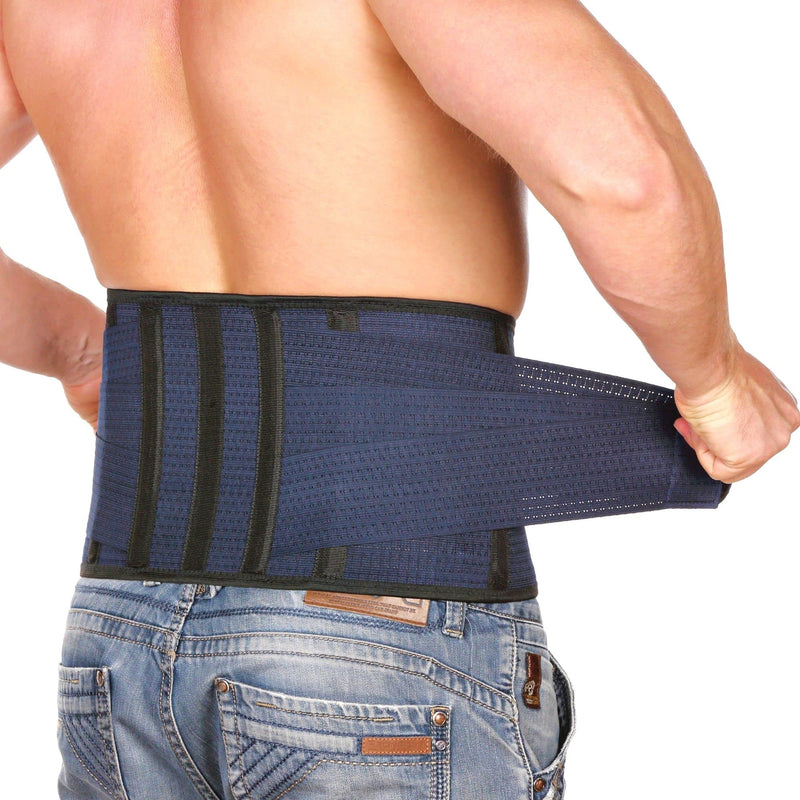 AVESTON Back Support Lower Back Brace for Back Pain Relief - Thin Breathable Rigid 6 ribs Adjustable Lumbar Support Belt Men/Women Keeps Your Spine Straight, Surgery, Fracture - Large 38-45" Belly Large (38-45 Inch) - BeesActive Australia