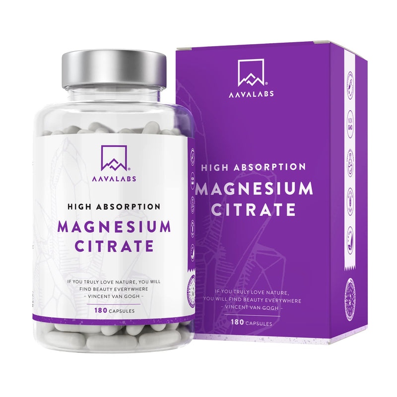 Aavalabs Magnesium Citrate Capsules - 2231.25mg per Daily Dose - of which Elemental Magnesium 357mg - Vegan Magnesium Supplements for Women and Men �180 Magnesium Citrate Tablets- 3 Capsules Per Day - BeesActive Australia