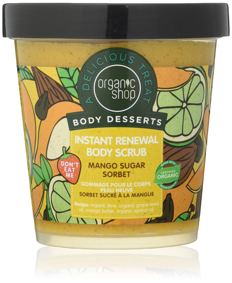 Organic Shop Body Desserts Mango Sugar Sorbet Instant Renewal Body Scrub, 450 ml Mango,Apricot,Lime 450 ml (Pack of 1) - BeesActive Australia