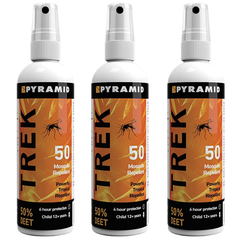 Pyramid Trek 50 Insect/Mosquito Repellent DEET Spray (3 Bottles, 100ml) 100 ml (Pack of 3) - BeesActive Australia