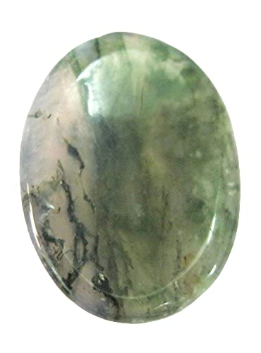 Beautiful Moss Agate Worry Stone Crystal Healing Positive Energy Men Women Gift Metaphysical Gemstone Powerful Thumb Stones Meditation Reiki Feng Shui Health Wealth Success Prosperity - BeesActive Australia