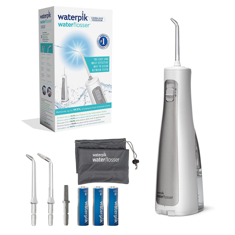 Waterpik Cordless Freedom Water Flosser, Portable and Waterproof Battery Powered Dental Plaque Removal Tool, Ideal for Travel, Small Bathrooms or In-Shower Use, White (WF-03UK010), White - BeesActive Australia