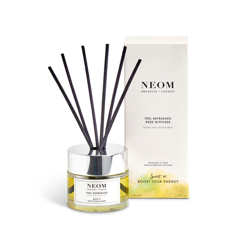 NEOM- Feel Refreshed Reed Diffuser, 100ml | Lemon & Basil Essential Oil | Scent to Boost Your Energy - BeesActive Australia