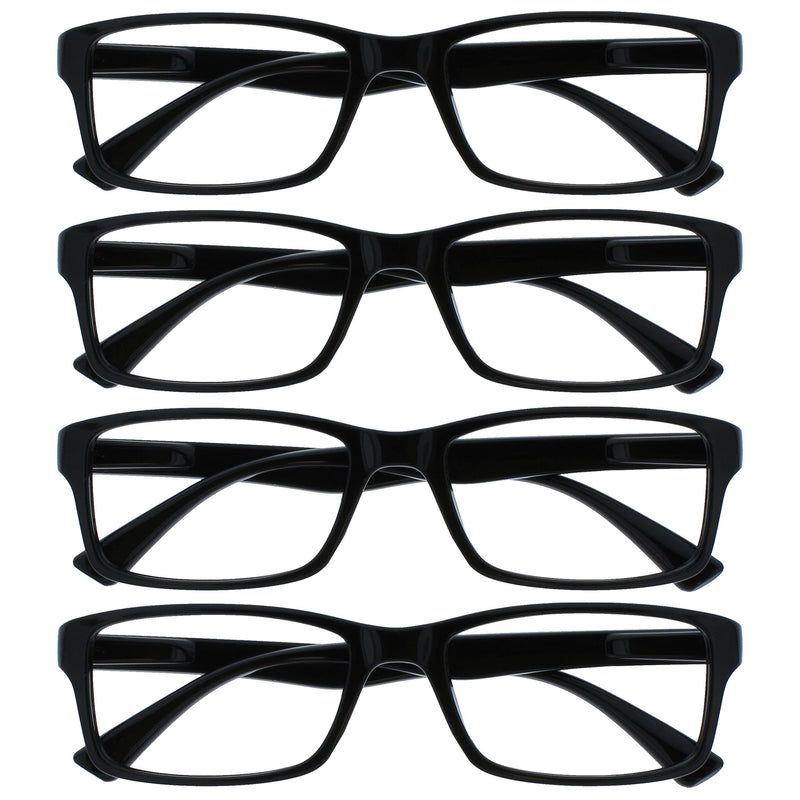 The Reading Glasses Company Black Readers Value 4 Pack Designer Style Mens Womens RRRR92-1 +1.50 +1.50 Magnification (Pack of 4) - BeesActive Australia