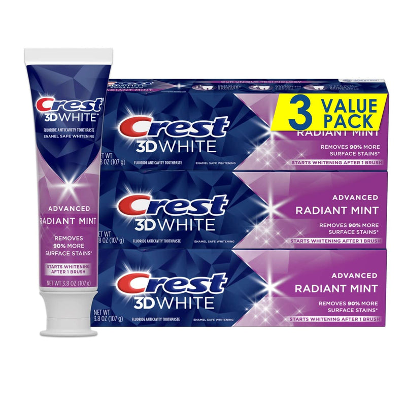 Crest 3D White, Whitening Toothpaste, Radiant Mint, 4.8 Ounce, Pack of 3 - BeesActive Australia