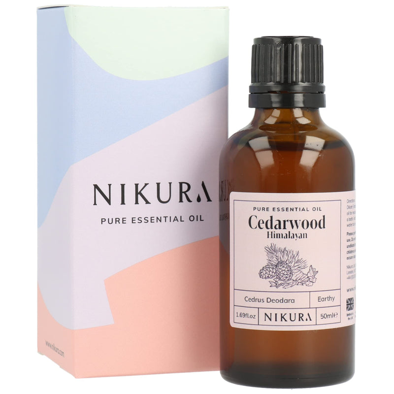 Nikura Cedarwood (Himalayan) Essential Oil - 50ml | 100% Pure Natural Oils | Perfect for Aromatherapy, Diffusers, Humidifier, Bath | Great for Repelling Moths, Insects, Focus | Vegan & UK Made Cedarwood (Himalayan) - BeesActive Australia