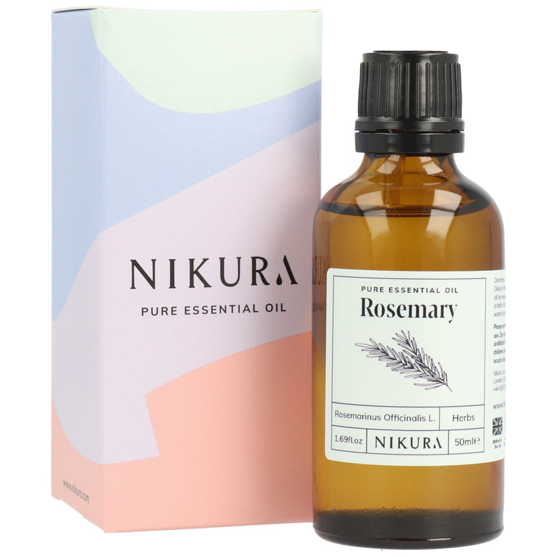 Nikura Rosemary Essential Oil - 50ml | 100% Pure Natural Oils | Perfect for Hair Growth, Haircare, Hair Loss, Beard Growth | Great for Study Focus, Aromatherapy, Memory, Diffusers | Vegan & UK Made - BeesActive Australia