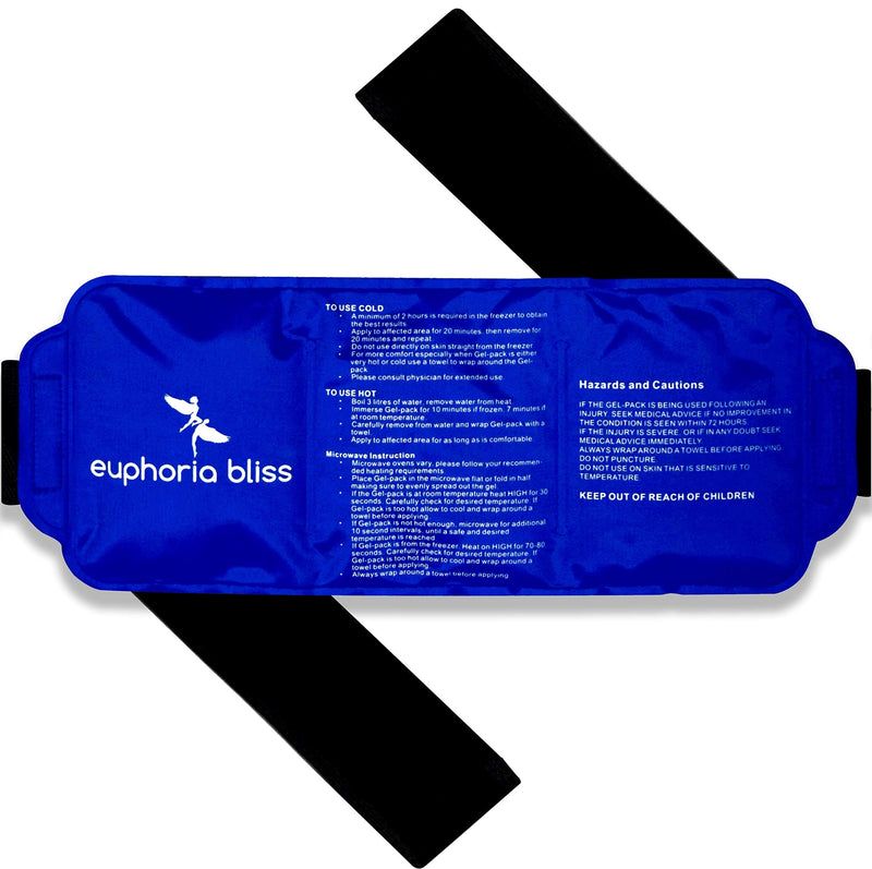 Hot & Cold Reusable and Flexible Gel Ice Pack for Pain Relief with Straps - Fits Any Body Parts - Flexible After Frozen - Back, Shoulders, Neck, Waist, Wrist, Arms, Ankle, Calves 14'' X 6'' (Blue) Blue - BeesActive Australia