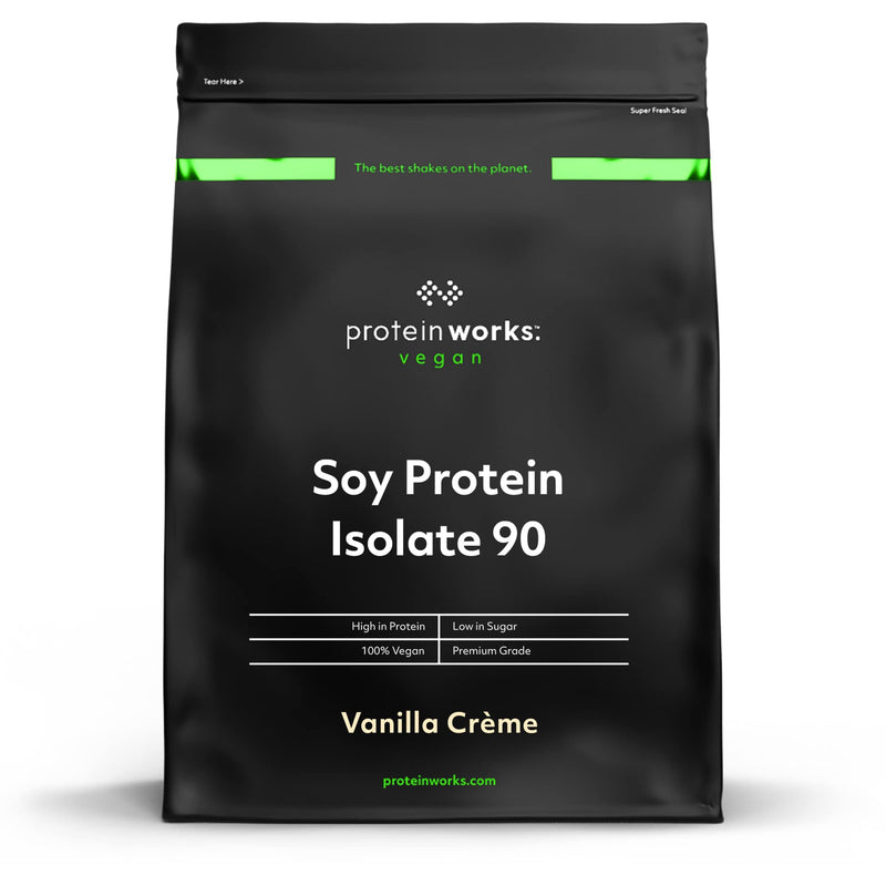 Soy Protein 90 (Isolate) Protein Powder | 100% Plant-Based | Low Fat | No Added Sugar | Gluten-Free | Protein Works | Vanilla Crème | 500 g 500 g (Pack of 1) - BeesActive Australia