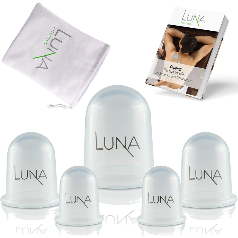 LUNA FitLines - Cupping Therapy Set - 5 Premium Silicone Massage Cups in Different Sizes - Application Book Included - cupping cups to end tension - Anti-Cellulite Cups, cupping set, cupping set 5 St�ck (1er Pack) - BeesActive Australia
