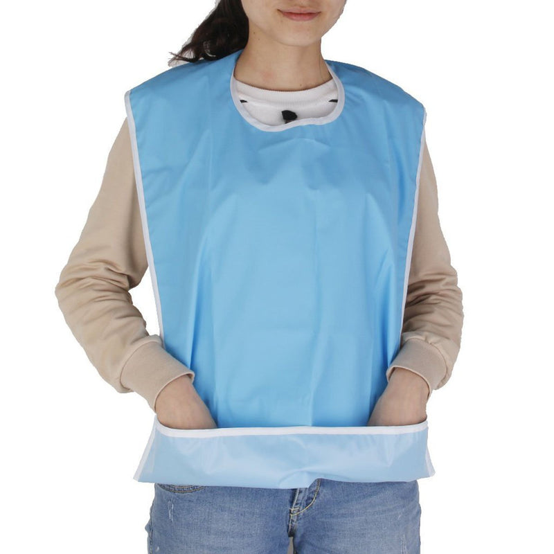 NUOLUX Bib for Elderly Waterproof Mealtime Bib Protector Aid Apron (Light Blue) 65x45 cm (Pack of 1) Sky-blue - BeesActive Australia
