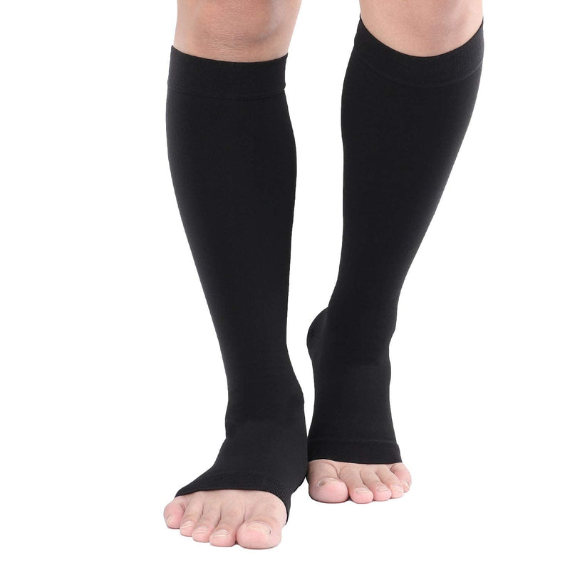 TOFLY Medical Compression Stockings, 20-30 mmHg Knee High Compression Socks L 20-30mmhg Open-toe Black - BeesActive Australia