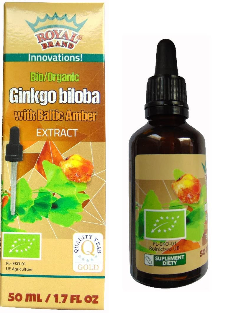 Ginkgo Biloba Organic Extract with Amber Organic Extract/Ginkgo Biloba with Baltic Amber Organic /50 ml/Elixir of Youth, Supports The Body and The Brain/brochure About Amber for Free. - BeesActive Australia