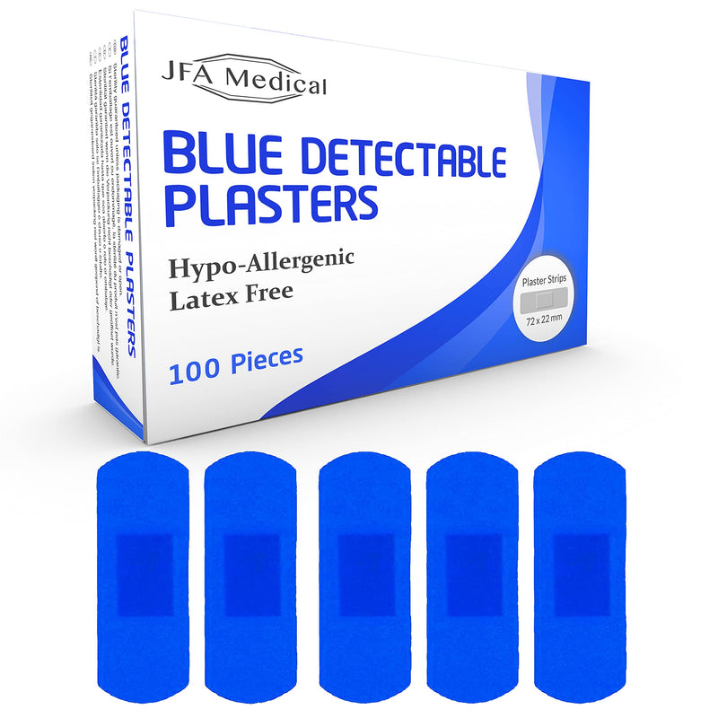 JFA Blue Large Strip Plasters 22x72mm 100 Plasters per Pack 100 Count (Pack of 1) - BeesActive Australia