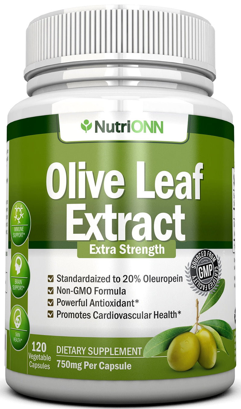 Olive Leaf Extract - 750 Mg - 120 Capsules - Extra Strength - 20% Oleuropein - Non-GMO Formula - Premium Quality From Pure Olive Leaves - Powerful Antioxidant - Great for Heart, Skin and Immune System - BeesActive Australia