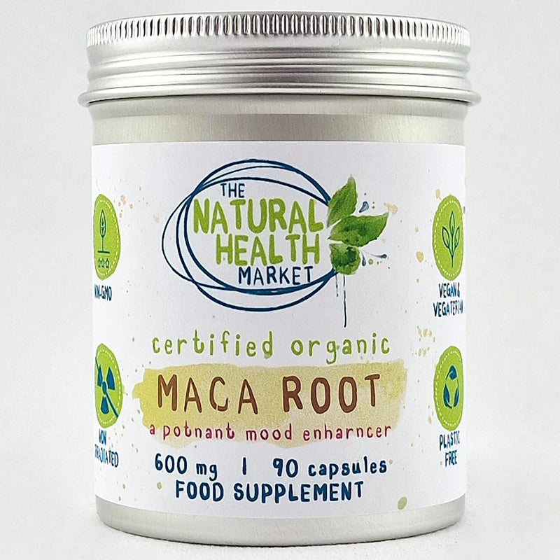 Organic Maca Root Capsules 600mg 90 Capsules by The Natural Health Market � Soil Association Organic Certified 90 count (Pack of 1) - BeesActive Australia
