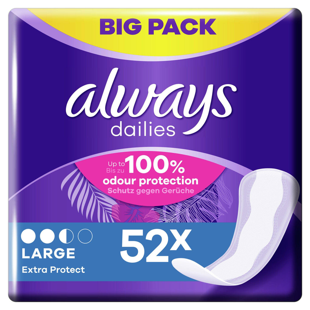 Always Dailies Large Panty Liners Big Pack 52 per pack (PACK OF 2) 52 Count (Pack of 2) - BeesActive Australia