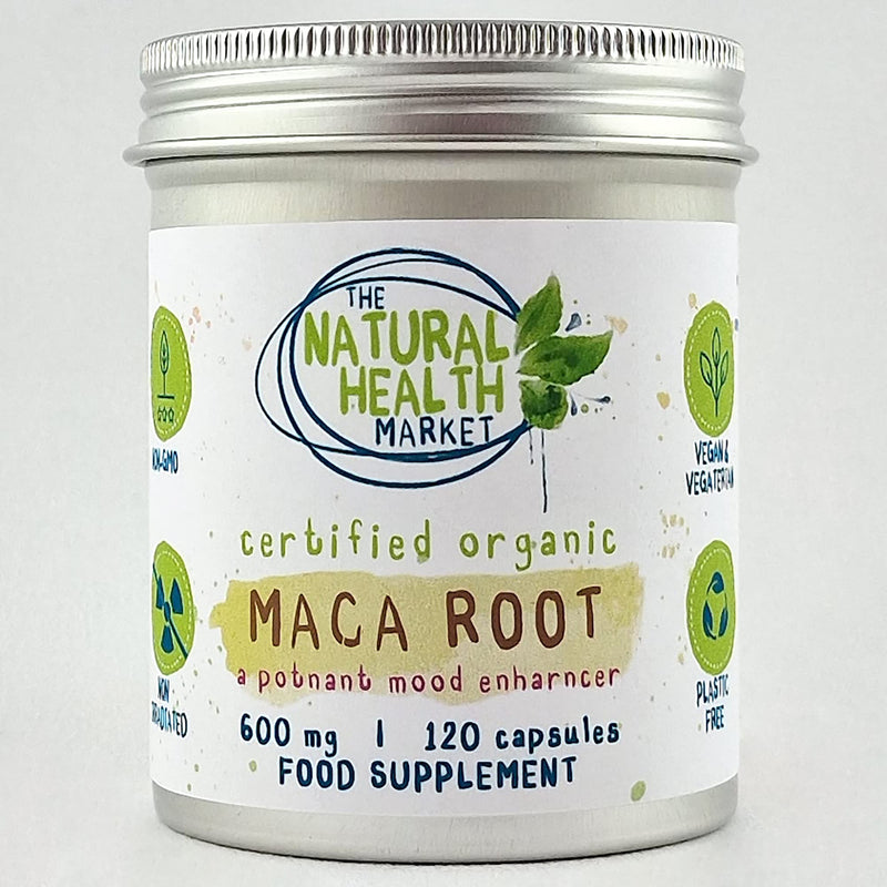 Organic Maca Root Capsules 600mg 120 Capsules by The Natural Health Market � Soil Association Organic Certified - BeesActive Australia