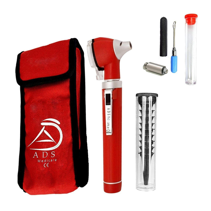 Red MINI OTOSCOPE FIBER OPTIC DIAGNOSTIC EXAMINATION SET CE APPROVED with Complimentary Ear Cleaner - BeesActive Australia