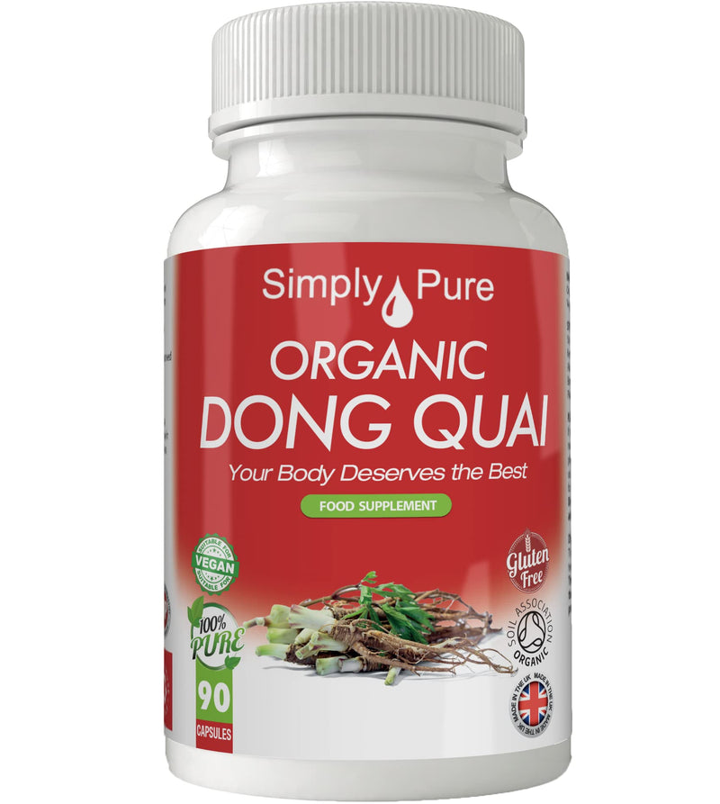 Simply Pure Organic Vegan Dong Quai Capsules x 90, 100% Natural Soil Association Certified, 500mg, Gluten Free and GM Free - BeesActive Australia