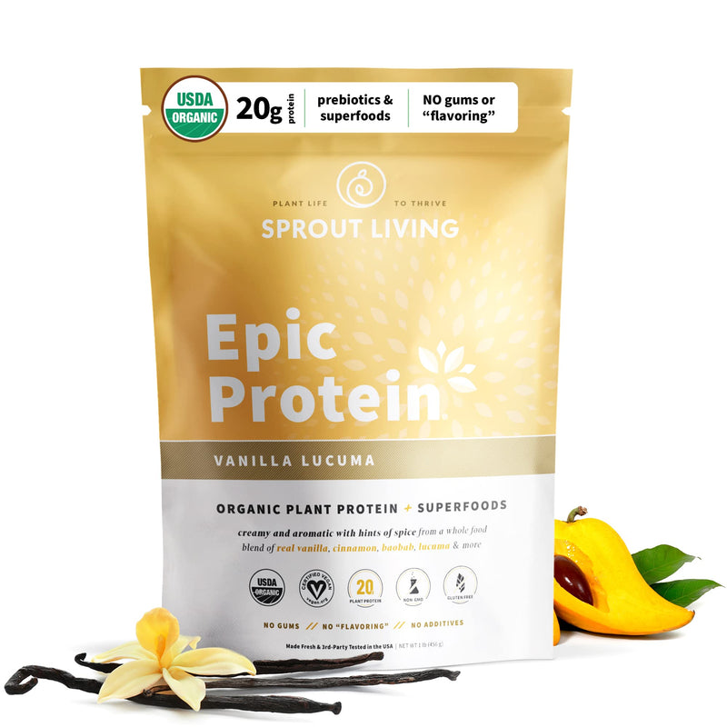 Sprout Living Epic Protein Vanilla Lucuma, 454 g - BeesActive Australia