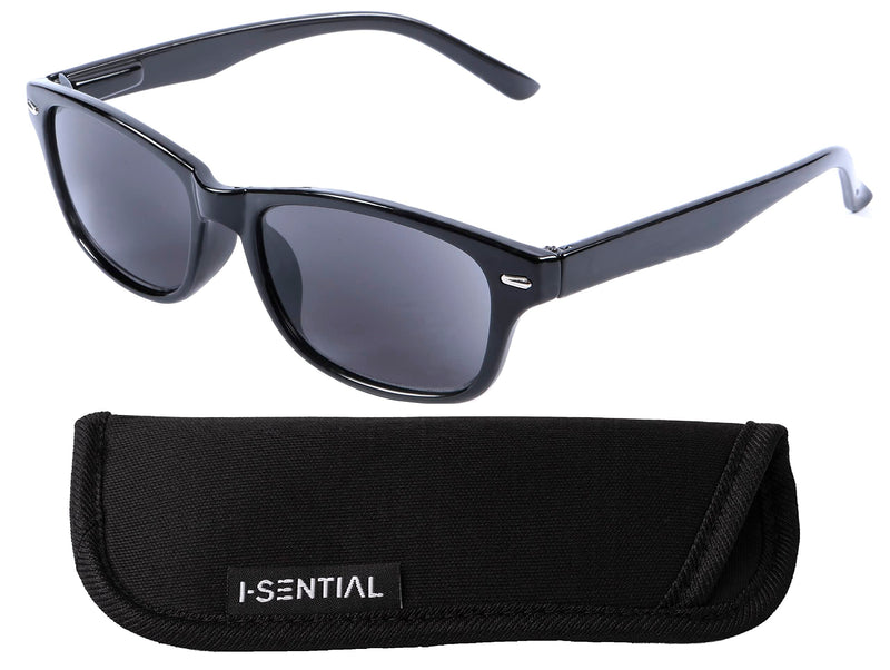 I-Sential Reading Sunglasses Tinted Sun Readers Glasses Flex Temples UV400 Lens Mens Womens Retro Classic & Case Black 2.5 x - BeesActive Australia