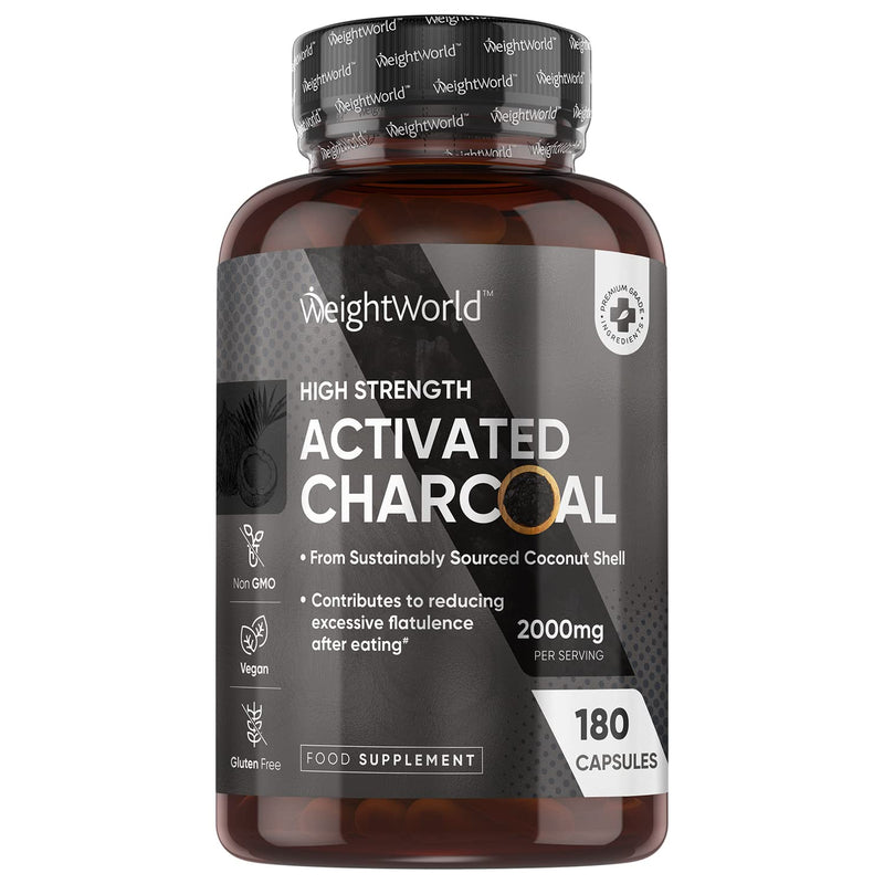 Activated Charcoal Capsules 2000mg - 180 Vegan Capsules(Not Activated Charcoal Tablets) - Coconut Charcoal Digestion Supplement From Sustainably Sourced Coconut Shell – Contribute to Reduce Flatulence - BeesActive Australia