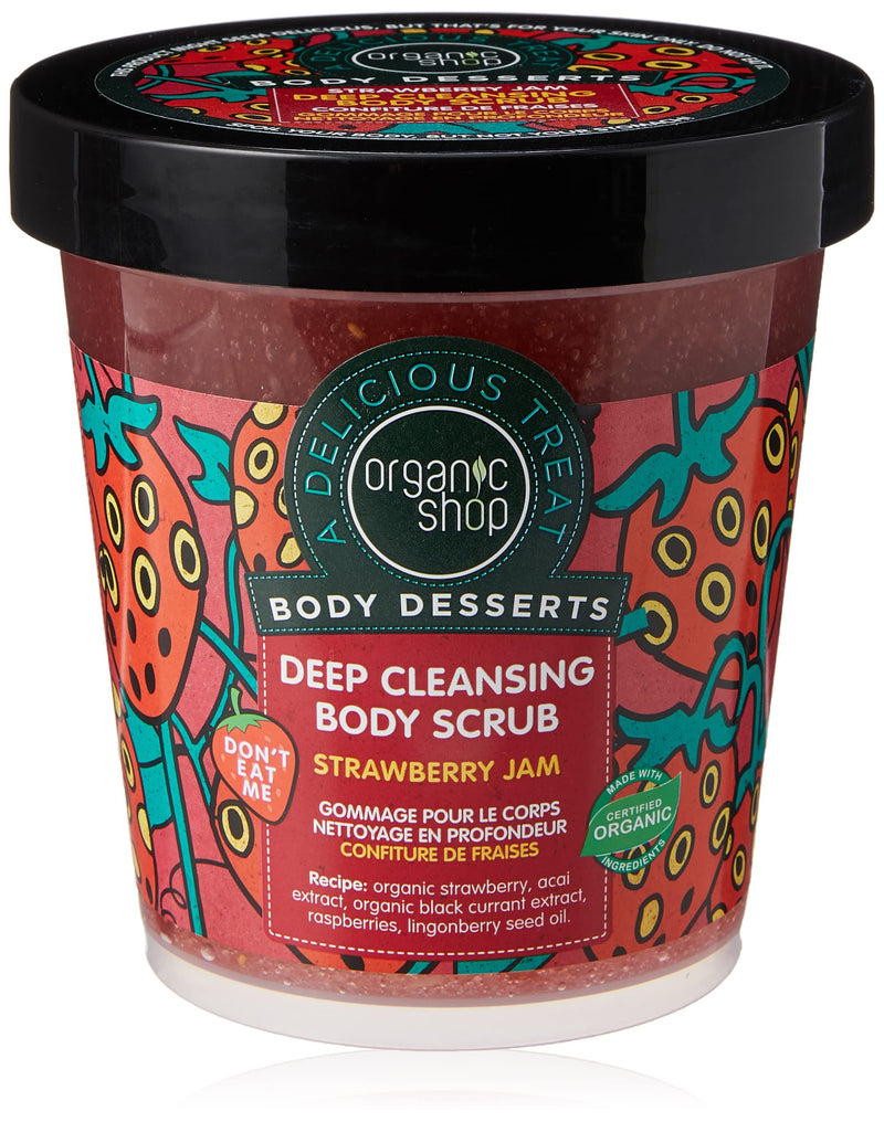 Organic Shop Body Desserts Strawberry Jam Deep Cleansing Body Scrub, 450 ml Raspberry,Strawberry 450 ml (Pack of 1) - BeesActive Australia