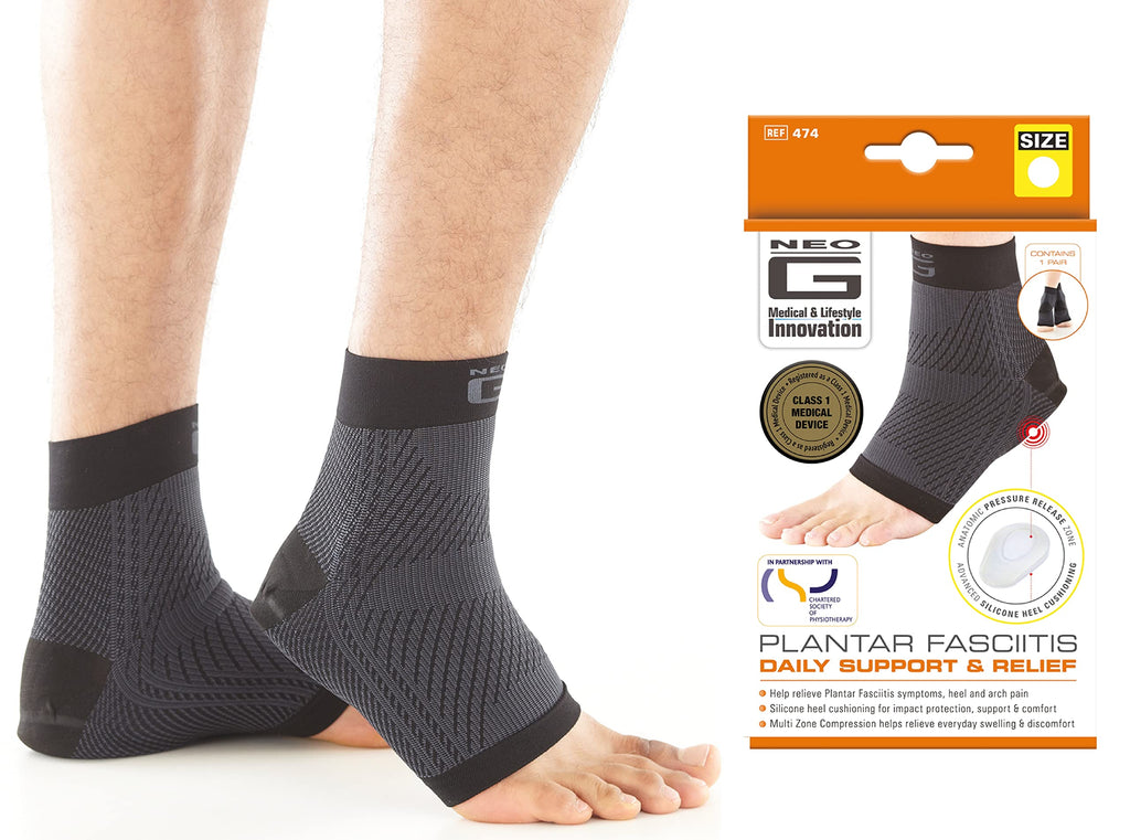 Neo G Plantar Fasciitis Support Compression Socks for Plantar Fasciitis, Foot Pain, Arch & Heel Pain Relief – Medical Compression Socks for Women Men with Silicone Heel Cushioning – 1 pair - L LARGE: 23 - 26 CM / 9.1 - 10.2 IN - BeesActive Australia