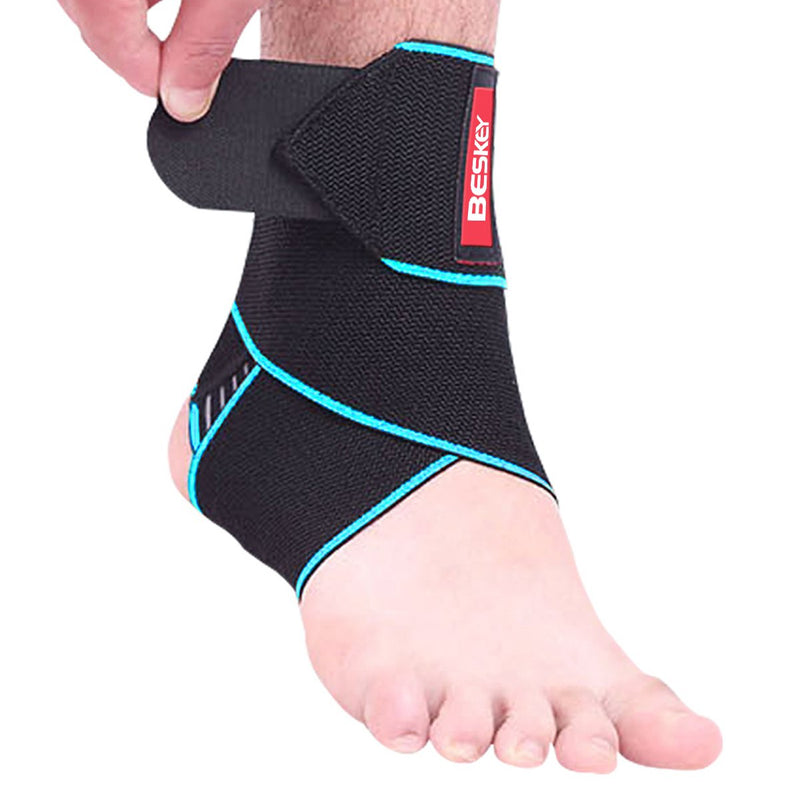 BESKEY Ankle Support Brace Adjustable Breathable Elastic Nylon Material Fit for Most Size Use for Sports Blue - BeesActive Australia