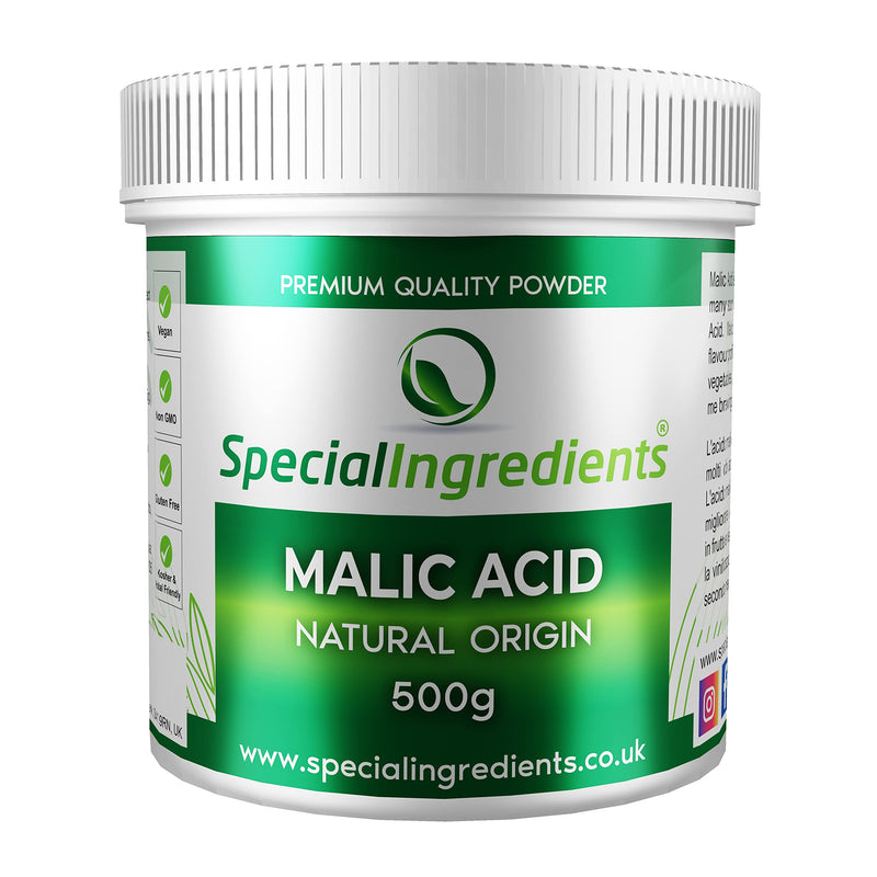 Special Ingredients Malic Acid Powder 500g Premium Quality - Vegan, Non-GMO - Recyclable Container 500 g (Pack of 1) - BeesActive Australia