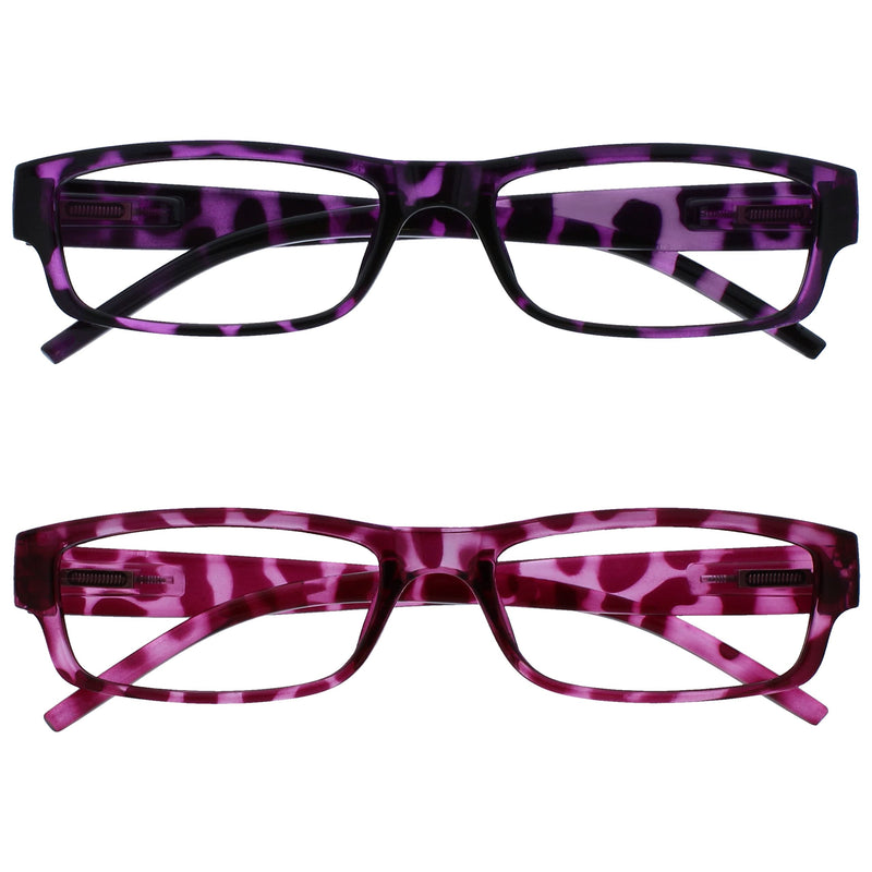 Opulize Unisex The Reading Glasses Company Purple Pink Tortoiseshell Lightweight Readers Value 2 Pack Mens Womens Reading Glasses Mixed 2 Pack (pack of 1) +2.00 Magnification Purple & Pink Tortoiseshell - BeesActive Australia