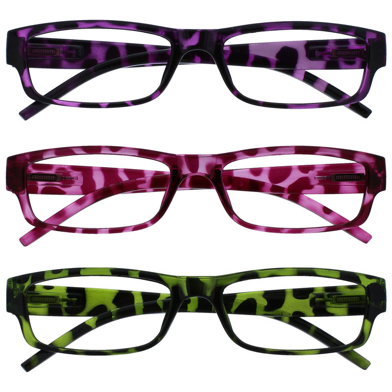 The Reading Glasses Company Purple Pink Green Lightweight Comfortable Readers Value 3 Pack Mens Womens RRR32-546 +2.00 - BeesActive Australia