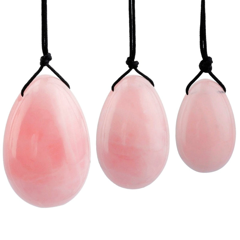 Shanxing Rose Quartz Yoni Eggs Set of 3, Predrilled, with Unwaxed String, Massage Stone for Women to Train Pelvic Muscles Kegel Exercise - BeesActive Australia