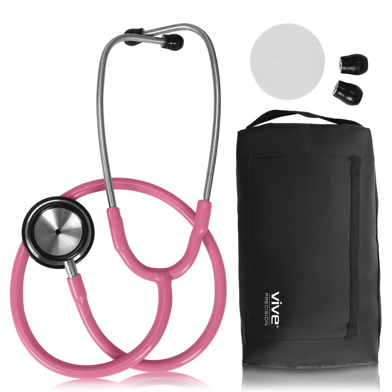 Vive Precision Dualhead Stethoscope - Dual Head Diaphragm Bell for Nurses, ER, Cardiology, Veterinary (Pink) Pink - BeesActive Australia