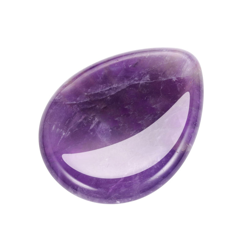 CrystalTears Natural Amethyst Carved Thumb Worry Stone Healing Crystal Pocket Palm Stone 1PC - BeesActive Australia