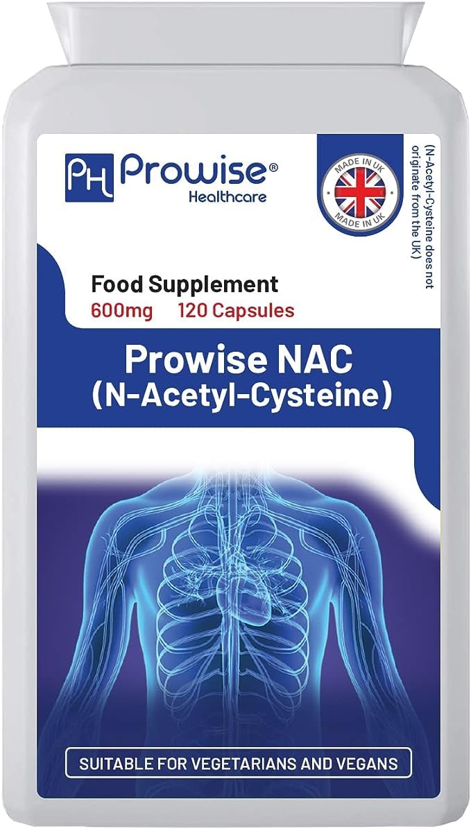 NAC N-Acetyl-Cysteine 600mg | 120 Capsules of Nac N-Acetyl-Cysteine | Vegan N-Acetyl-Cysteine Nutritional Supplements | High Bioavailability & No Fillers | UK Manufactured by Prowise Healthcare - BeesActive Australia