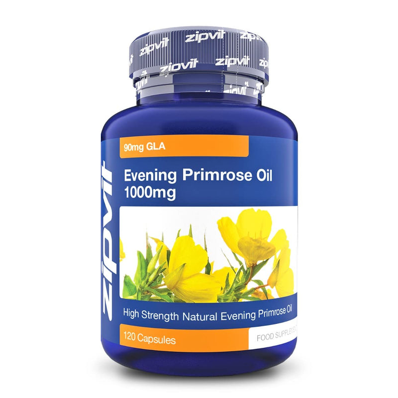Zipvit Evening Primrose Oil 1000mg, 120 Capsules. Omega 6 90mg. Linoleic Acid 650mg. Supports Maintenance of Normal Blood Cholesterol. 4 Months Supply. UK Supplier. Jar of 120 Softgel Capsules - BeesActive Australia