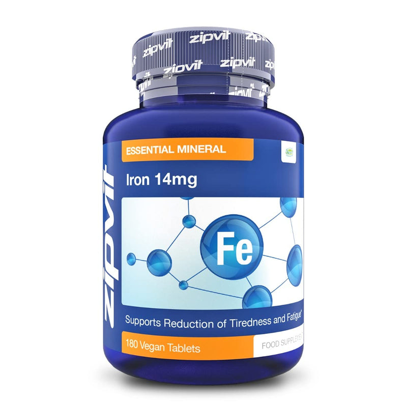 Iron Tablets 14mg, 180 Vegan Tablets. Supports Cognitive Function and The Immune System. Reduces Tiredness and Fatigue. Vegetarian Society Approved. - BeesActive Australia